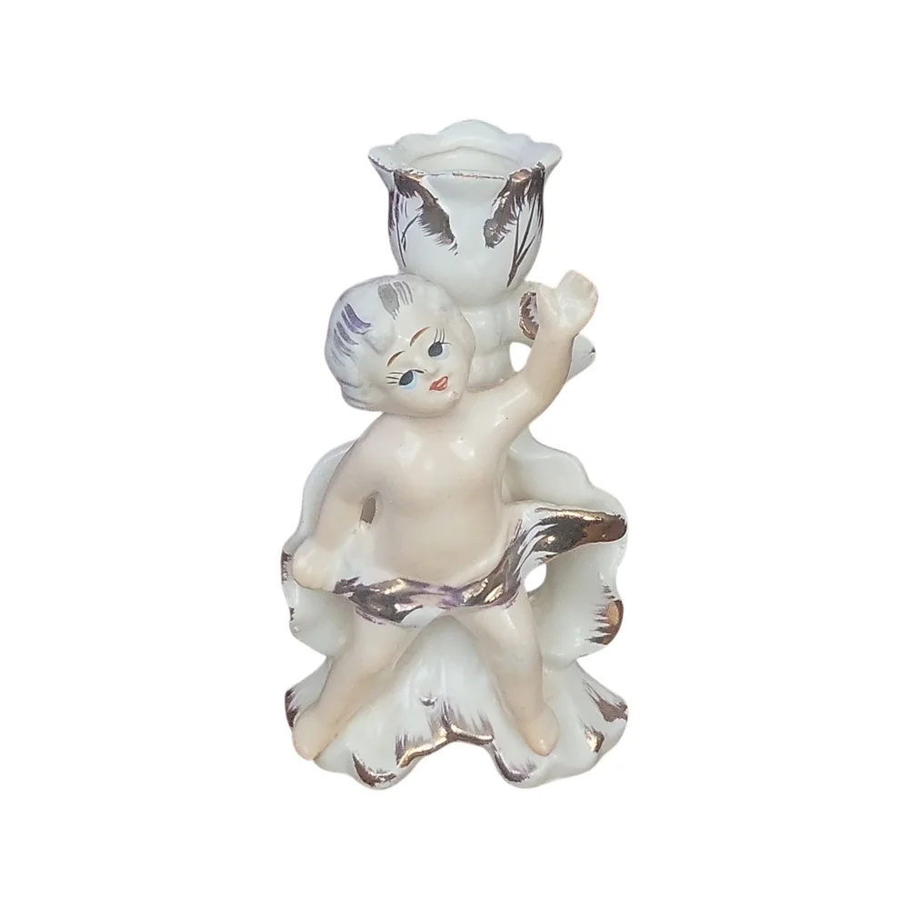Vintage Cherub Porcelain Candle Stick Holder